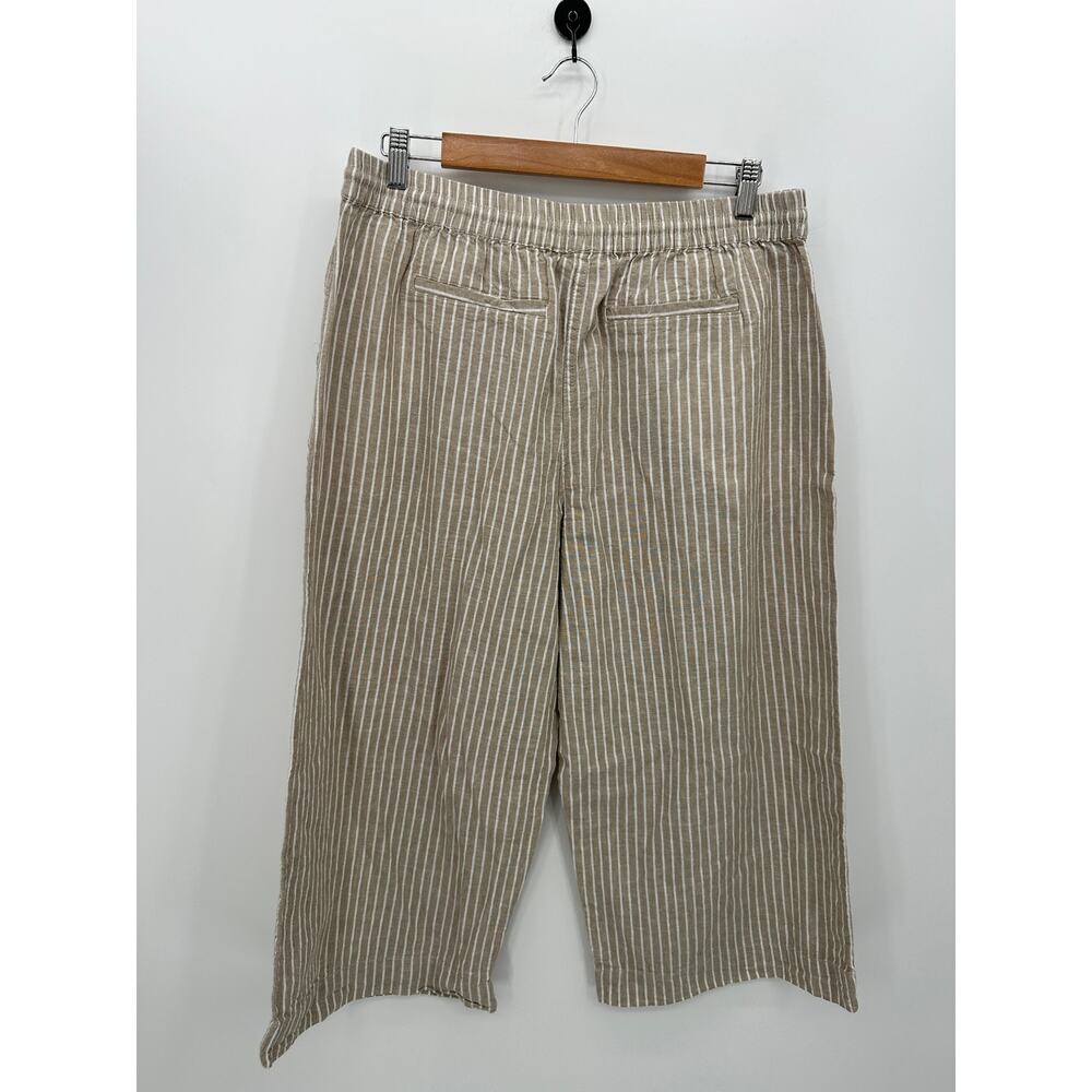 beachlunchlounge Cream linen blend Cropped Wide Leg Pants Women Sz L Resort Boho - Picture 2 of 6